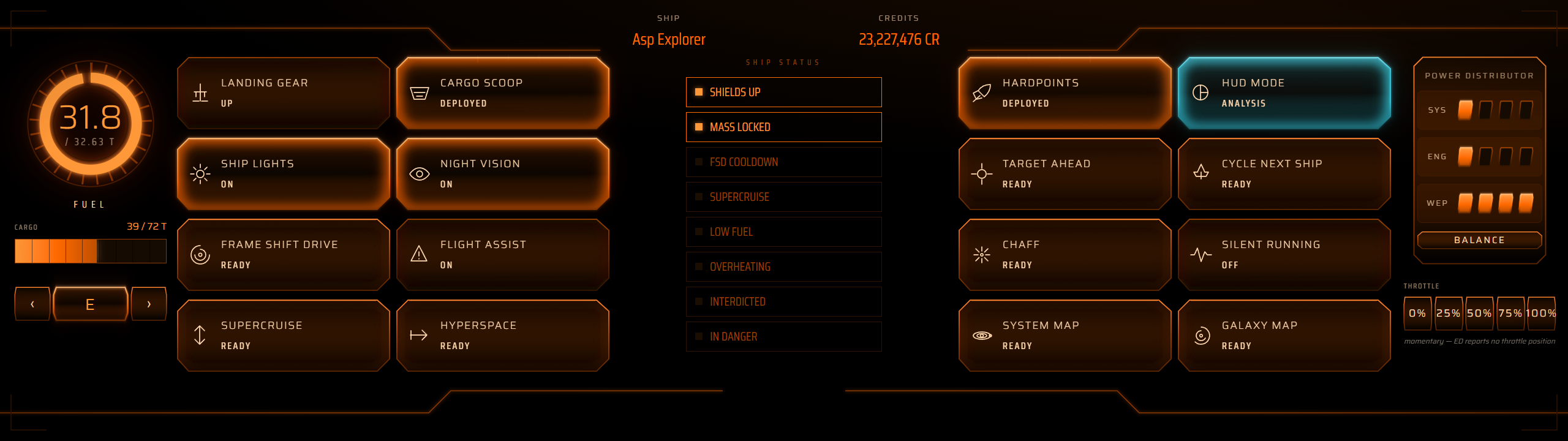 Elite Dangerous touchscreen control Face